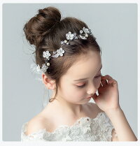 ヘアアクセサリー シンプル ヘッドドレス 髪飾り 子供 女の子 キッズ フォーマル ドレスアップ ホワイト 花 刺繍 ビジュー パール ラインストーン リボン ピアノ 発表会 結婚式 ブライダル ウエディング 可愛い 写真撮影 (KD07)