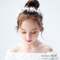 ヘアアクセサリー 子供 キッズ レディース 髪飾り パール 花 手作り フォーマル ヘッドドレス 結婚式 入学式 入園式 卒園式 発表会 ピアノ発表会 プレゼント ビジュー リーフ 花冠 カチューシャ ホワイト 白 ゴールド(MA15)