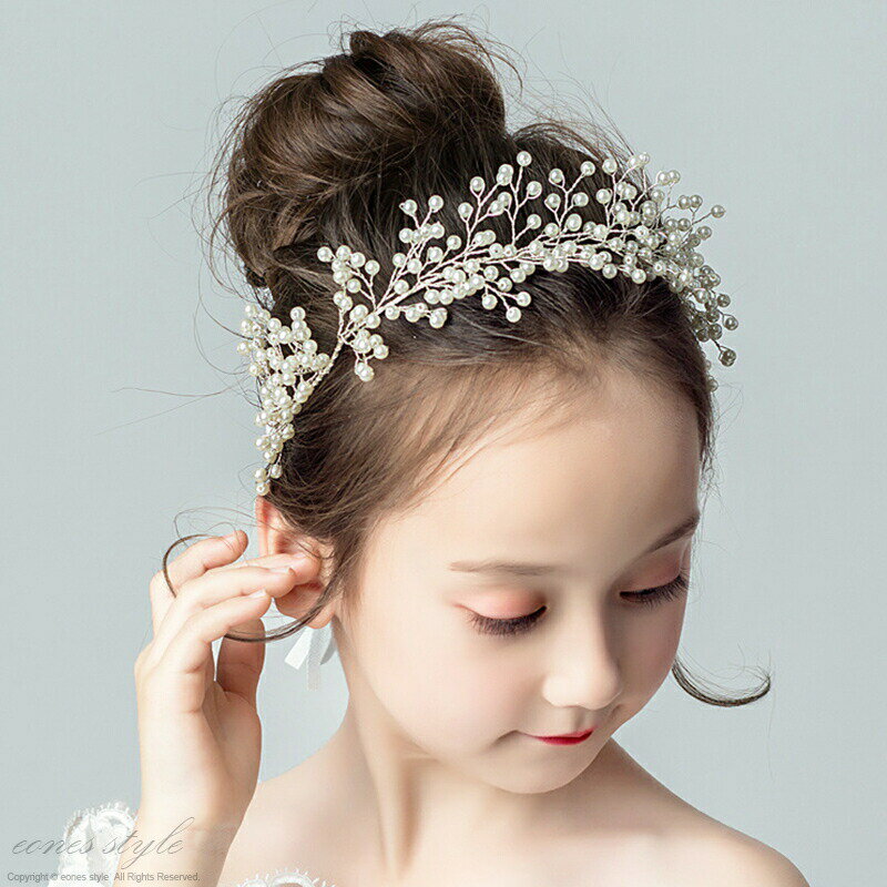 ヘアアクセサリー髪飾り子供ピアノ発表会レディースキッズ手作り花冠フォーマルヘッドドレス結婚式入学式入園式卒園式発表会プレゼントリボン花冠カチューシャホワイトシルバー(MA7シルバー)