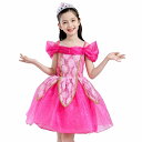 ドレス オーロラ 子供服 キッズ 女の子 ミニドレス ワンピース コスプレ コスチューム プリンセス ノースリーブ 袖なし 子供ドレス ピンク オーバースカート...