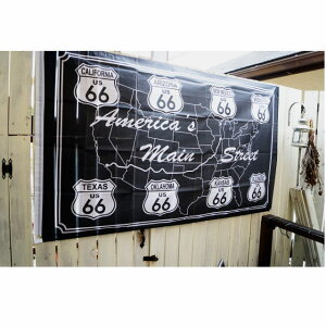 フラッグ 旗 壁 飾り インテリア タペストリー ルート66 R66 メインストリート 90×150cm (スポーツ観戦 応援 サポーター 男前 インテリア おしゃれ アメリカン 雑貨)通販 サッカー 用品 セール