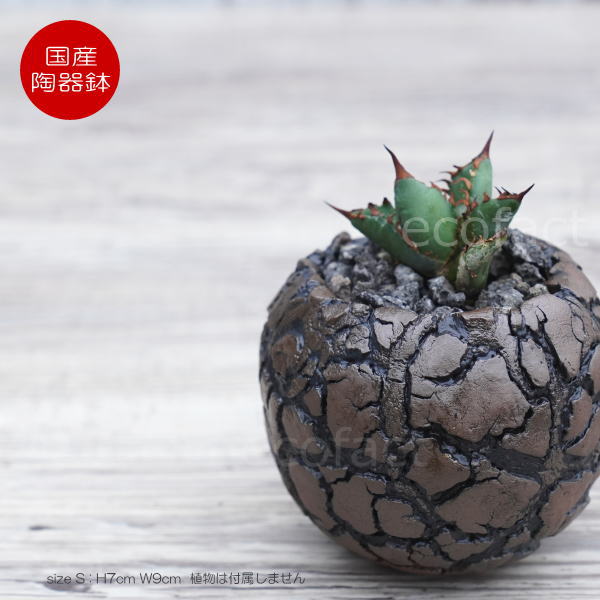 陶器鉢 植木鉢 ミニポット 底穴あり 丸型 アース（ブラウン）S H7cm 日本製 手作り おしゃれ かわいい プランター 園芸鉢 観葉植物 アガベ サボテン ビザールプランツ 塊根植物 コーデックス 多肉植物 ふるものぐりーん8889工房