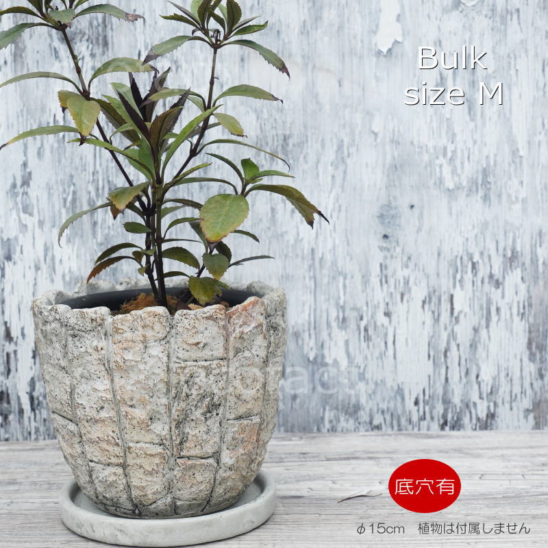植木鉢 おしゃれ セメント鉢 フラワーポット ミニポット 底穴ありバルクM φ15cm プランター 園芸鉢 観..
