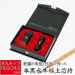 会社印 社判 法人用 黒水牛 会社設立 印鑑 角印 実印 2本セット 天丸 18.0mm 24.0mm オーダー ケース付き