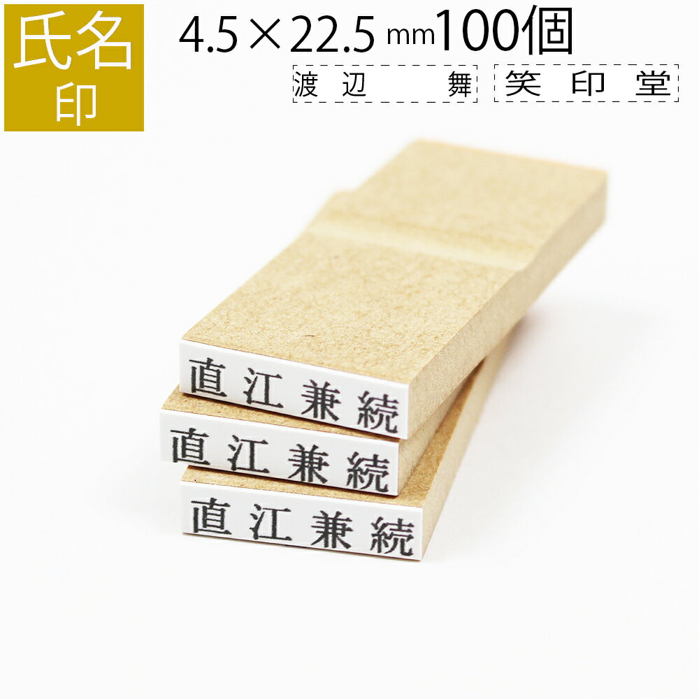 氏名印 ゴム印 はんこ スタンプ 名前 おなまえ ネーム オーダー 4.5mm×22.5mm 100個セット