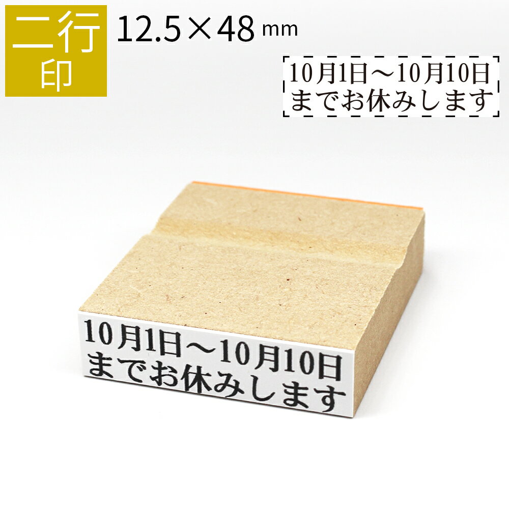 二行印 のべ板 12.5mm×48mm ゴム印 はんこ 判子 スタンプ ゴム印鑑 オーダー 名前 おなまえ オーダーメイド