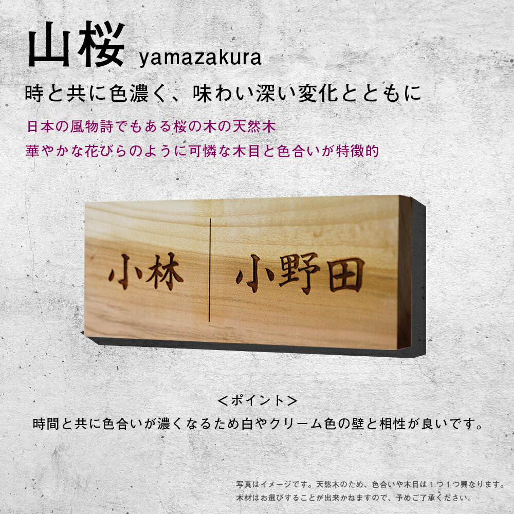 表札 デザイン 戸建て おしゃれ 木製 長方形 横 マイホーム 外構 二世帯 マイホーム 天然木 欅 桜 ひのき 杉 ブナ 国産 ss202209