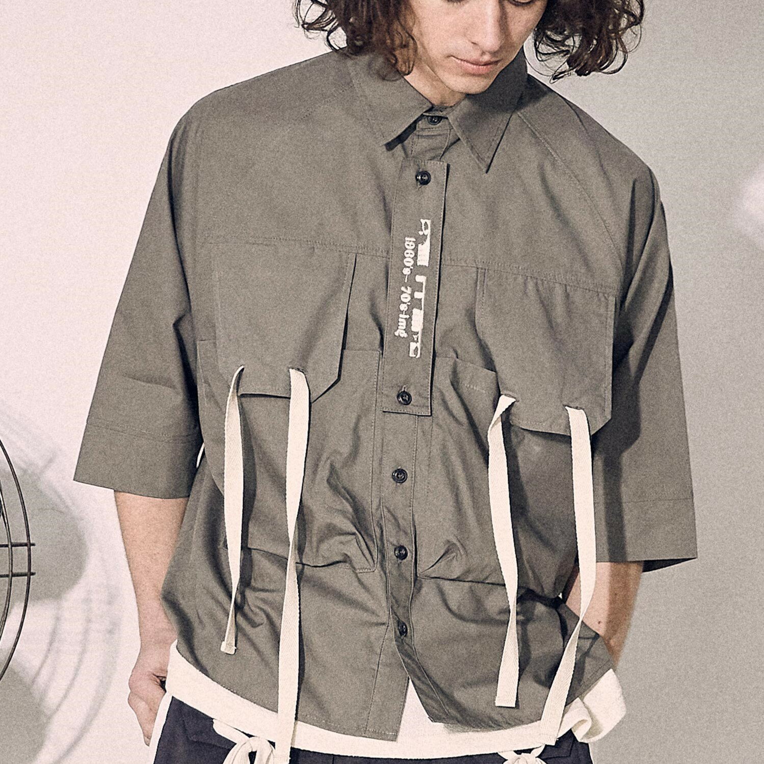 alitr アリトル レギュラ－カラ－BIGポケットシャツ 半袖アウター ワーク ミリタリー デザイン オーバーサイズ メンズ レディース