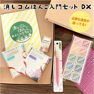 消しゴムはんこ 入門 セット デラックス 【送料無料】収納箱つき アートナイフ カッターマット ねり消し 消しゴムはんこ はんけしくん インク 10色 ツキネコ バーサクラフト 布用インク オルファ olfa 年賀状 クリスマスカード 手作り 自由研究 工作 キット 趣味