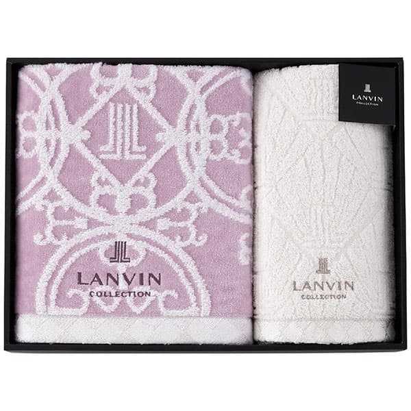 送料無料 送料込※沖縄・離島除く 香典返し ランバン バス・フェイスタオルセット パープル 22709-24160-601 内祝い お見舞いお礼 出産内祝い 結婚内祝い 入学内祝い 快気内祝い 奉書 ご挨拶状 偲び草 法事 お供え 忌明け 志 回忌法要 お盆 弔事 お返し 仏事