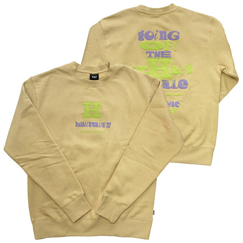 ハフ HUF トレーナー メンズ スウェット 発泡プリント サンド キャメル SKATE スケート STREET ストリート アメリカブランド