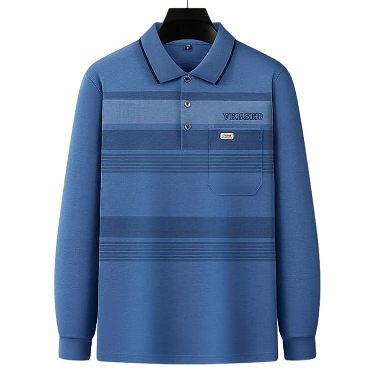 メンズ 高齢者 ルームウェア ポロシャツ トップス シニアファッション 秋冬 おじいちゃん 服 ボーダー柄 胸ポケット ポロ シニアファッション 介護 綿混 入院 敬老の日 プレゼント ギフト シニア 男性 紳士 長袖 お年寄り 60代 70代 90代 80代 部屋着 epln-10005381 e-プラン楽天市場店 サンプル画像2