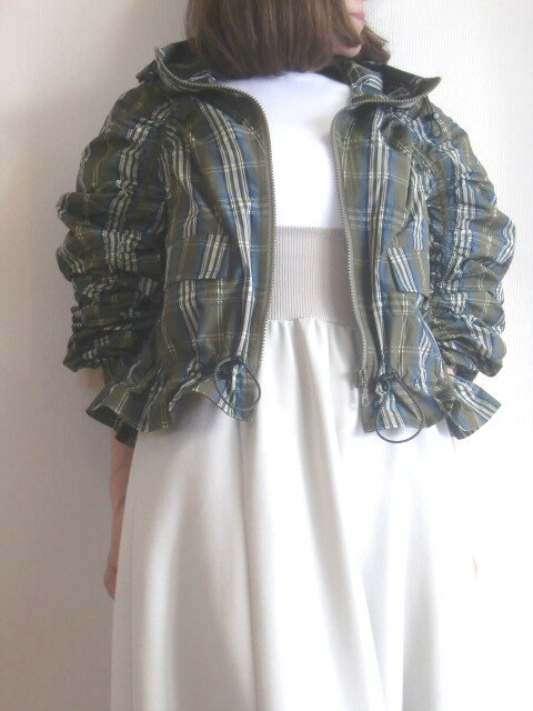 koyuki コユキチェック タフタ パーカー ブルゾン 超軽量 9号 Mサイズ おしゃれ 手洗い可 レディース ..