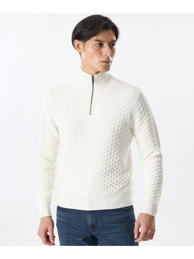 ハーフジップニット EPOCA UOMO エポカ トップス ニット ホワイト ブラック【送料無料】[Rakuten Fashion]