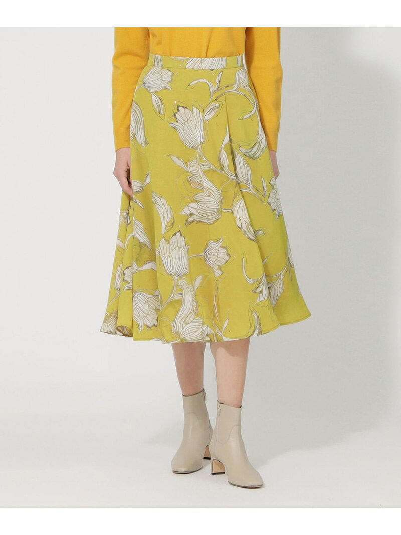 【SALE／50%OFF】ドローイングフラワープリント フレアスカート EPOCA エポカ スカート ロング・マキシスカート イエロー グレー【RBA_E】【送料無料】[Rakuten Fashion]