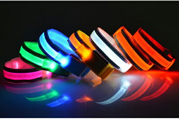 ランニング ライト 両手用 2個セット LED 2ライン反射材 アームバンド 夜間 ランニング リストバンド ウォーキング