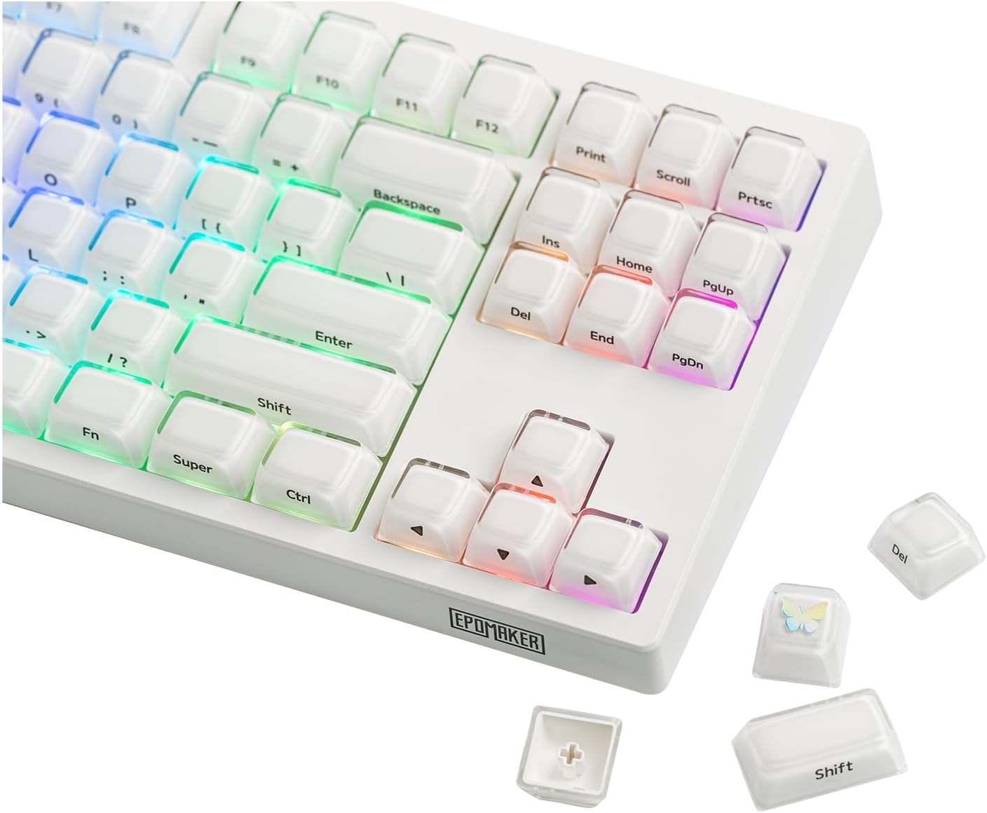 【送料無料】EPOMAKER Lusterfly Jelly キーキャップセット 123キー ダブルショットレーザー刻印 MDAプロファイル ABS+PC 非透過 MX互換 61/68/84/87/98/100/104キー メカニカルキーボード用
