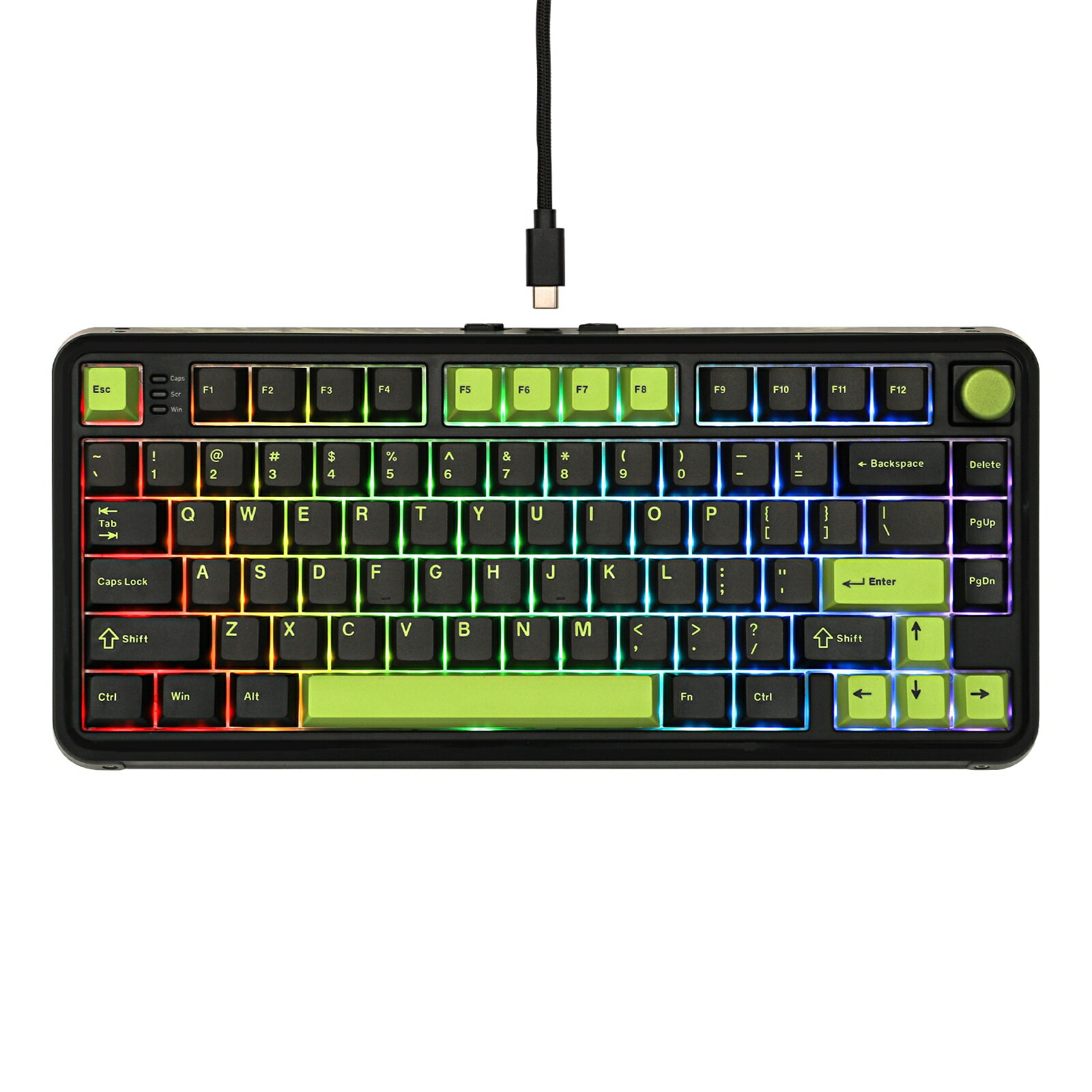 MechLands M75 有線ホール効果磁気ゲーミングキーボード 8Kポーリングレート 0.128msレイテンシ DKS/MT/TGL/SOCD搭載75%高速キーボード ホットスワップ対応 磁気スイッチ ノブ RGBバックライト NKRO
