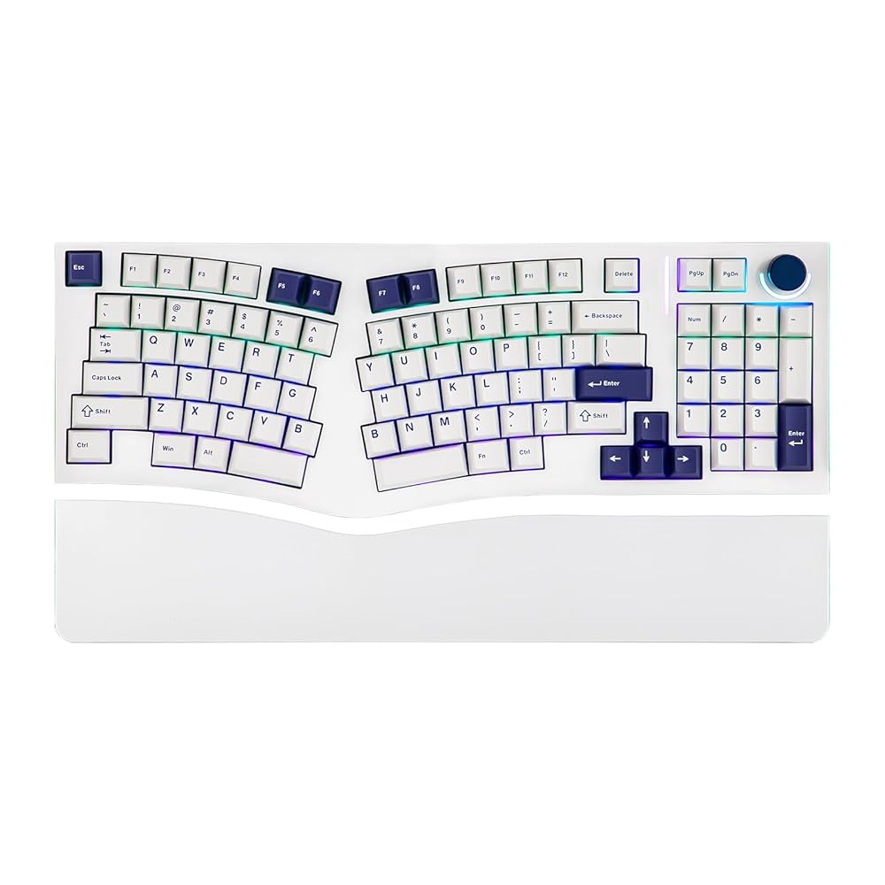MechLands Feker Alice98 98キー メカニカルキーボード エルゴノミック プログラマブル 有線キーボード VIA対応 USB-C有線 ゲーミングキーボード ホットスワップ対応 5層パッド コントロールノブ NKRO RGBバックライト付き Win/Mac対応