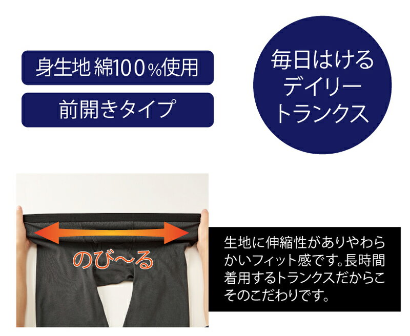 綿100％ニットロングトランクス3色組