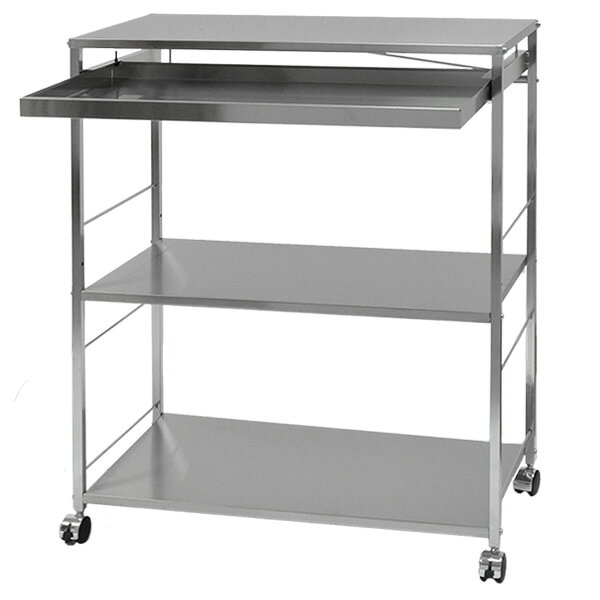 メーカー直送のため、代引でのお支払方法はお受けできません。不良品以外の返品・交換はお受けできません。この商品は北海道・沖縄・離島にお届けの場合は送料別途となります。お問い合わせ下さい。 ラップなどキッチン小物の収納に便利な引き出し付きステンレス製キッチンワゴン。キャスターが付いているためお好きな場所まで移動し、調理スペースとして使えます。キャスターは4個中2個にストッパーが付いています。ステンレス天板でお手入れもラクラク。高さは使いやすい85cm。中棚は5cmの高さ調整可能。天板の四隅には保護キャップ付き。 ■サイズ／本体：約幅73.5×奥行38×高さ85.5cm　天板：約幅73×奥行35cm　中棚・下棚：約幅68×奥行34cm ■内寸／引出：約64×32×7cm ■耐荷重／天板： 約10kg　中棚： 約5kg　下棚： 約10kg　引き出し： 約2kg ■材質／本体：ステンレス　フレーム：スチール・クロムメッキ ■重量／約9kg ■組立品 ■キャスター×4個 （内、2個はストッパー付き） ■日本製