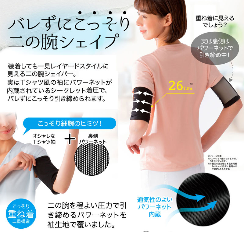 こっそり重ね着二の腕シェイパー【メール便配送・代引不可】