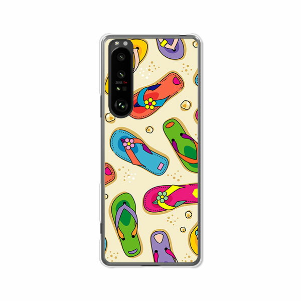 Xperia 1 III SO-51B / SOG03 /Xperia1 III カバー/ケース シリコンケースよりもコシがありゴミがつきにくいTPUカバー 【海辺のサンダル TPUソフトケース】エクスペリアワンマークスリーカバー ドコモ so-51b スマホケース Xperia1III携帯ケース