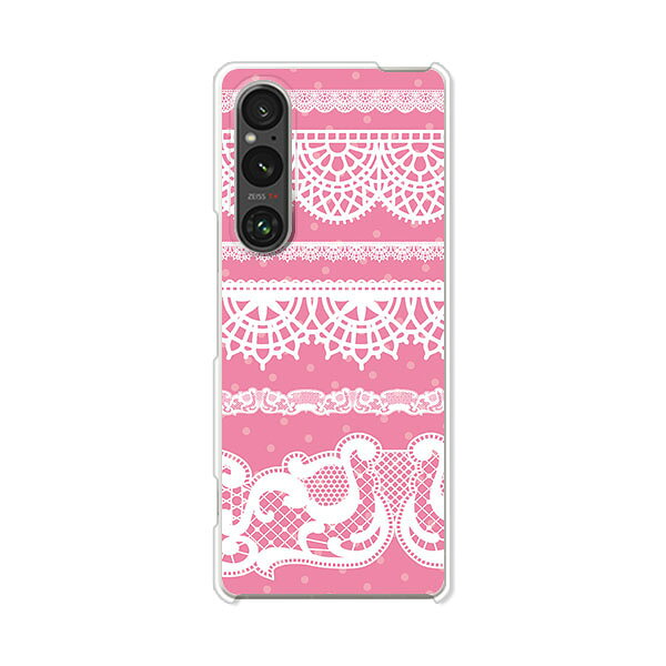 Xperia 1 V SO-51D / SOG10 / A301SO / XQ-DQ44 共通 ケース/カバー 【Pinkレースボーダー クリアケース素材】Xperia1 V ケース エクスペリア1 V xperia1v スマホケース 携帯ケース
