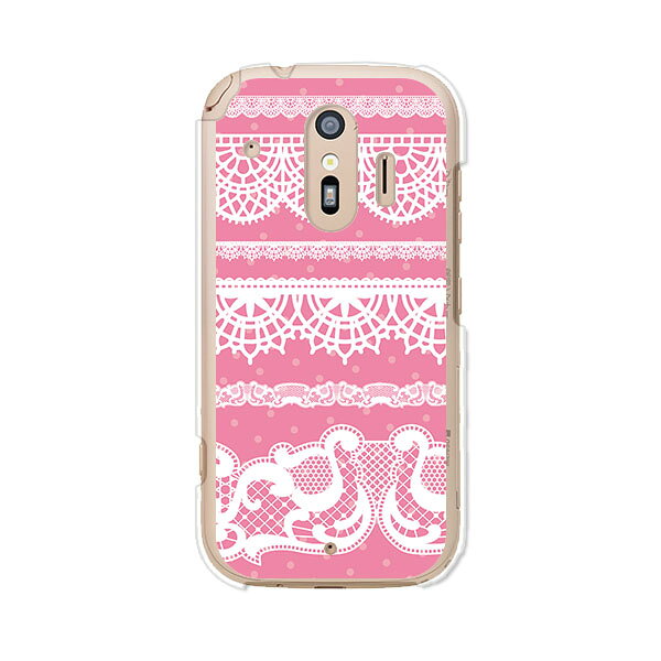Rakuten - 送料無料 らくらくスマートフォン F-42A / らくらくスマートフォン me F-01L 共通 ケース/カバー 【Pinkレースボーダー】らくらくホンf42aケース f01lケース シリコンケースのような柔らかい携帯カバーも