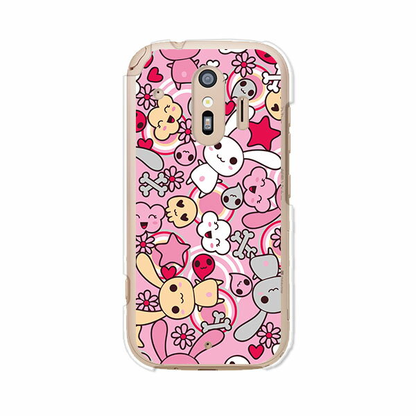 Rakuten - 送料無料 らくらくスマートフォン F-42A / らくらくスマートフォン me F-01L 共通 ケース/カバー 【うさぎ　うさうさうさうさ】らくらくホンf42aケース f01lケース シリコンケースのような柔らかい携帯カバーも