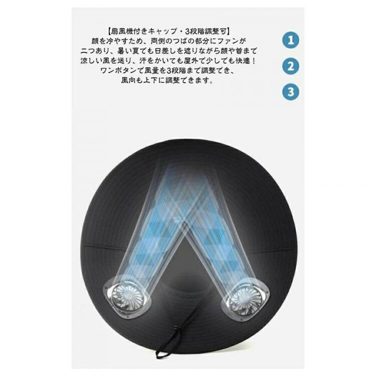 扇風機付き帽子 ソーラー充電＆USB充電 2ファン付き 日よけ帽子 メンズ 速乾 防UV ...