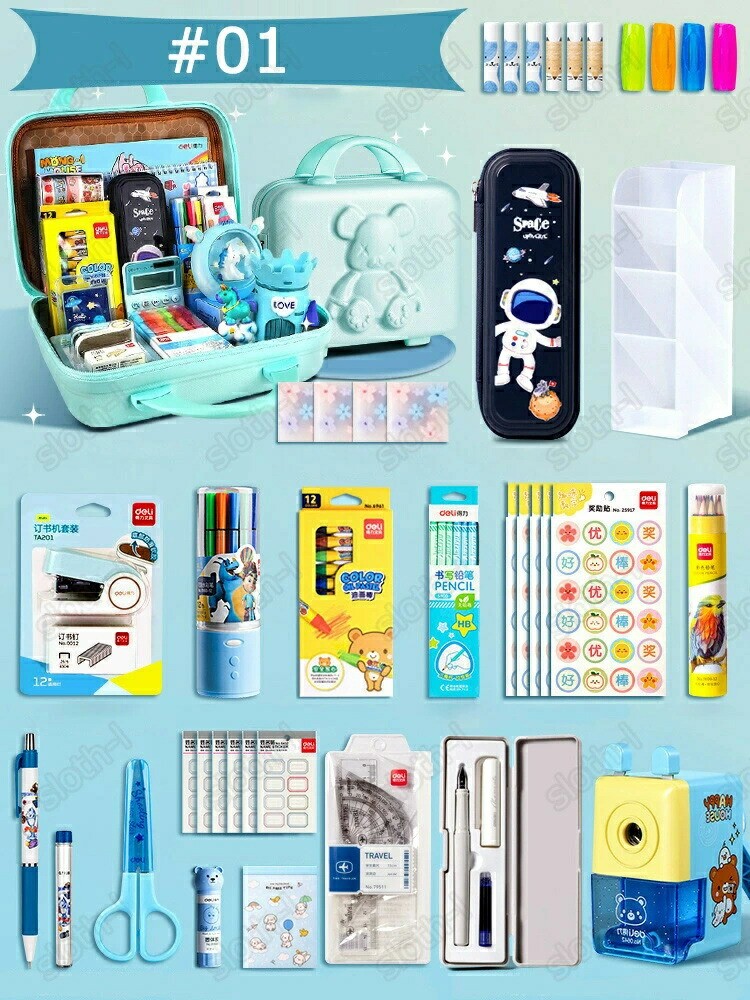 超豪華な文房具セット 携帯便利 収納ケース付き 描き用 学習玩具 知育玩具 子供用文房具 鉛筆 ボールペン 定規 消しゴム ハサミ のり 小学生 誕生日プレゼント 入園祝い 文具セット equal12-10002408 イーコール楽天市場店 サンプル画像3