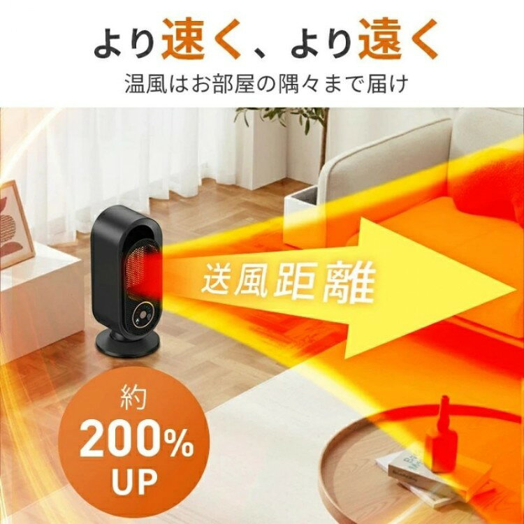 イーコール楽天市場店のPSE認証済 ファンヒーター セラミックヒーター 1500W 3秒速暖 省エネ ヒーター 足元 オフィス 暖房器具 セラミックファンヒーター 風量3段階 イオン発生 電気ストー LCD表示 空気清浄器｜アングル2