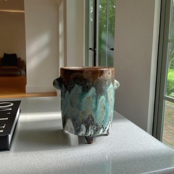 植木鉢 おしゃれ 陶器鉢 Abstract Pot C3302 黒ポット Φ11×h14 底穴なし 鉢カバー 小さい 多肉植物 観..