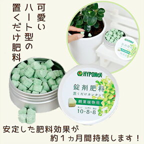 観葉植物用 肥料 ハート型 錠剤肥料 【植物と一緒にご購入で送料無料】簡単 鉢の上に置くだけ！ hyponex HYPONEX 園芸用品 園芸グッズ ハート肥料 無臭 ポイント消化 HYPONeX ハイポネックス ジャパン かわいい園芸用品 簡易包装