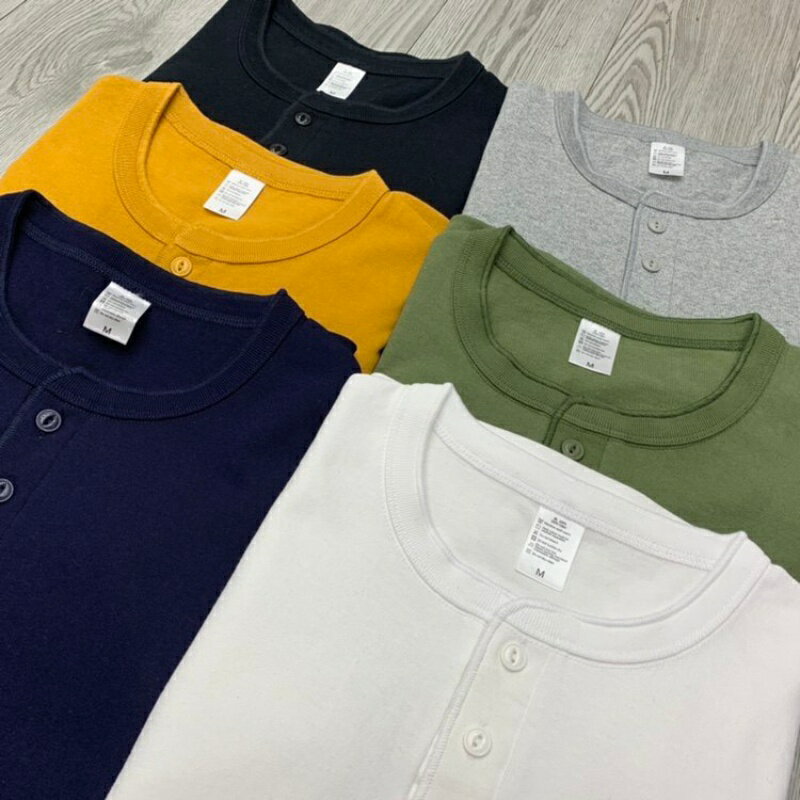 ヘンリーネック クルーネック メンズ レディース 男女兼用 ロングTシャツ 無地 Tシャツ 長袖 カットソー トップス ティーシャツ 大人気 プレゼント 綿100％ コットン S M L XL XXL