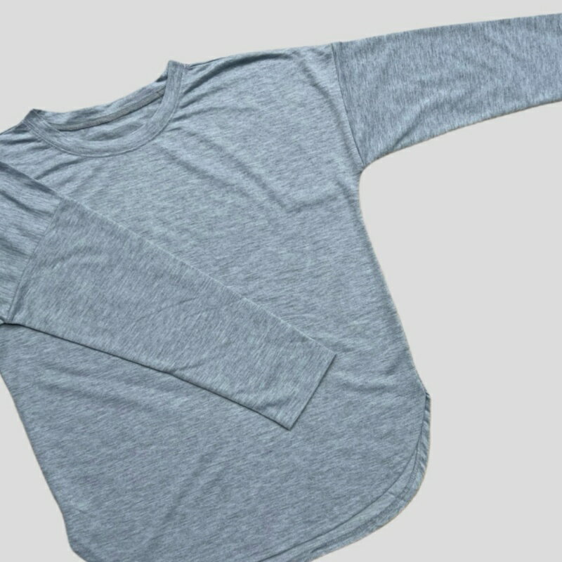 tシャツ レディース 長袖tシャツ ロンT カットソー プルオーバー ロングtシャツ ラウンド裾 ラウンドカット ルームウエア ゆったり 春秋
