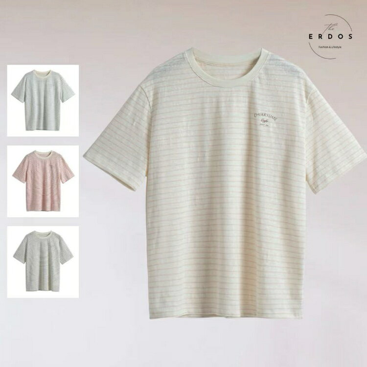 レディース カットソー 半袖 ボーダー 細縞 ラウンドネック クルーネック トップス カジュアル ナチュラル Tシャツ インナー 夏 薄手 柔らかい 伸縮性 ストレッチ シンプル 大人 かわいい おしゃれ 綿 コットン