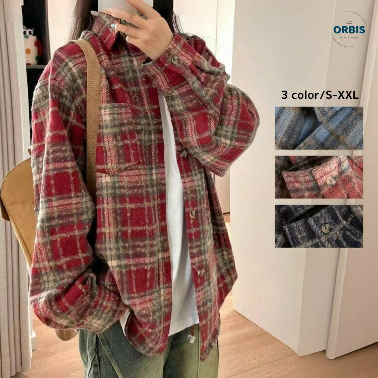 レディースチェックシャツチェック柄...