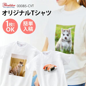 【本体色：ホワイト】980円～ tシャツ 短袖 安い オリジナルTシャツ 写真 印刷 1枚からプリント 送料無料 5.6oz tシャツ 写真入り 作成 自作 安い Tシャツ 卒業記念品 好きな画像 入稿自由 アプリ加工済OK ギフト プレゼント サプライズ 綿100％ コットン t085-p001