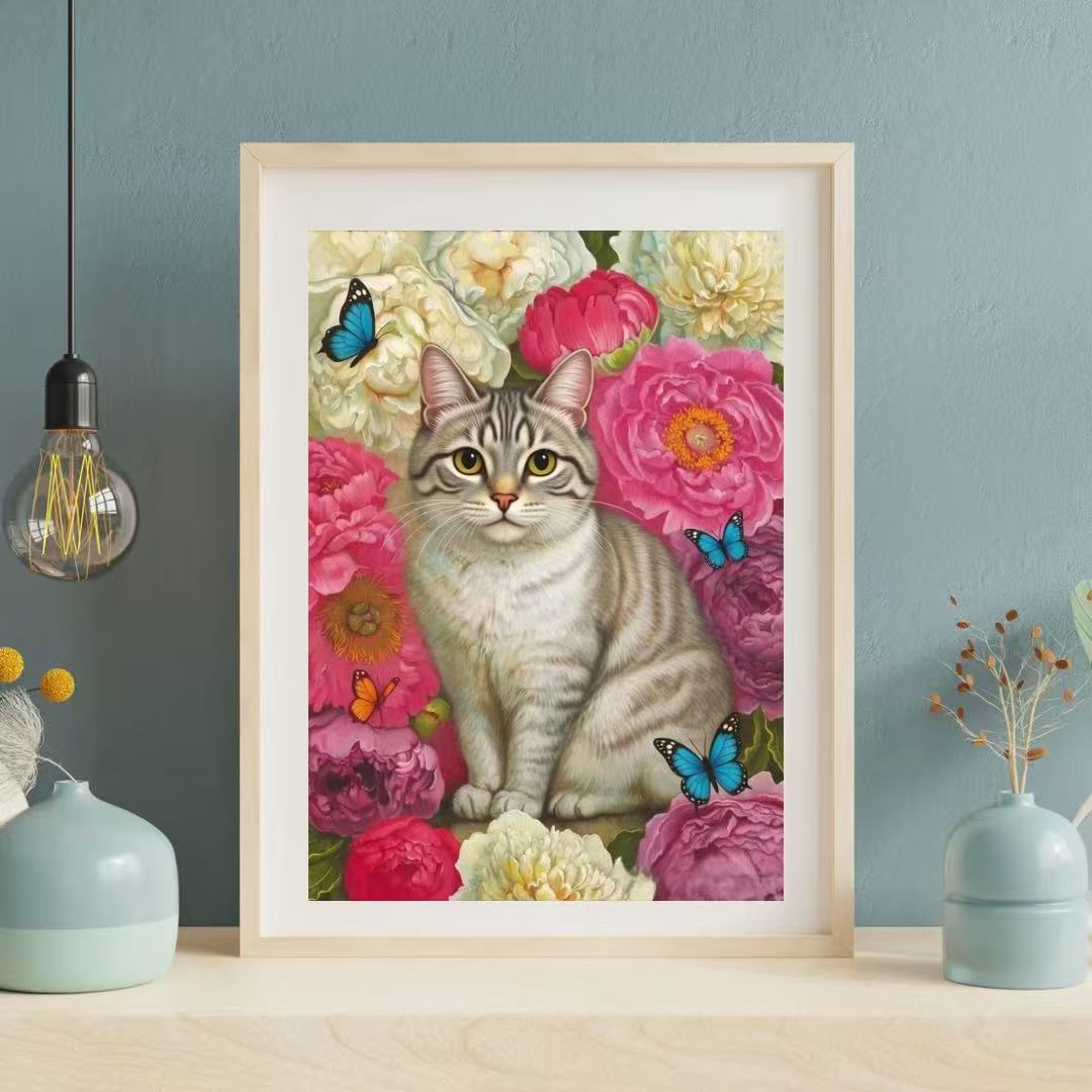 ALL フェアリーダストビーズ ダイヤモンドアートキット 猫 白猫 A3サイズ ダイヤモンドアート 四角いビ..