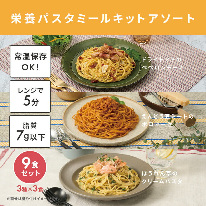 TYPE FOOD タイプフード パスタミールキット 3種9食セット たんぱく質16g以上 脂質7g以下 置き換え ダイエット 時の栄養補給に