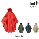 U-DAY Poncho ポンチョ レッド ネイビー カーキ ベージュ レインポンチョ 高機能 耐水圧2万mm レインコート レインウェア 収納ポーチ付き アウ...