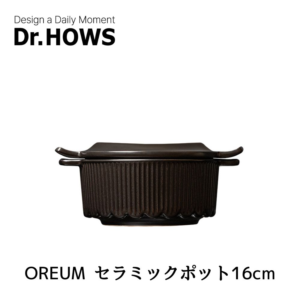 Dr.HOWS 韓国風土鍋 16cm ガス火専用 OREUM 電子レンジ対応 オーブン対応 食洗機対応 オルム 土鍋 直火対応 高密度ペタライト IH土鍋 両手鍋 ミニ 卓上鍋 一人用 二人用 土鍋ご飯 鍋 1人鍋 韓国 お手入れ簡単 料理 おしゃれ ギフト プレゼント