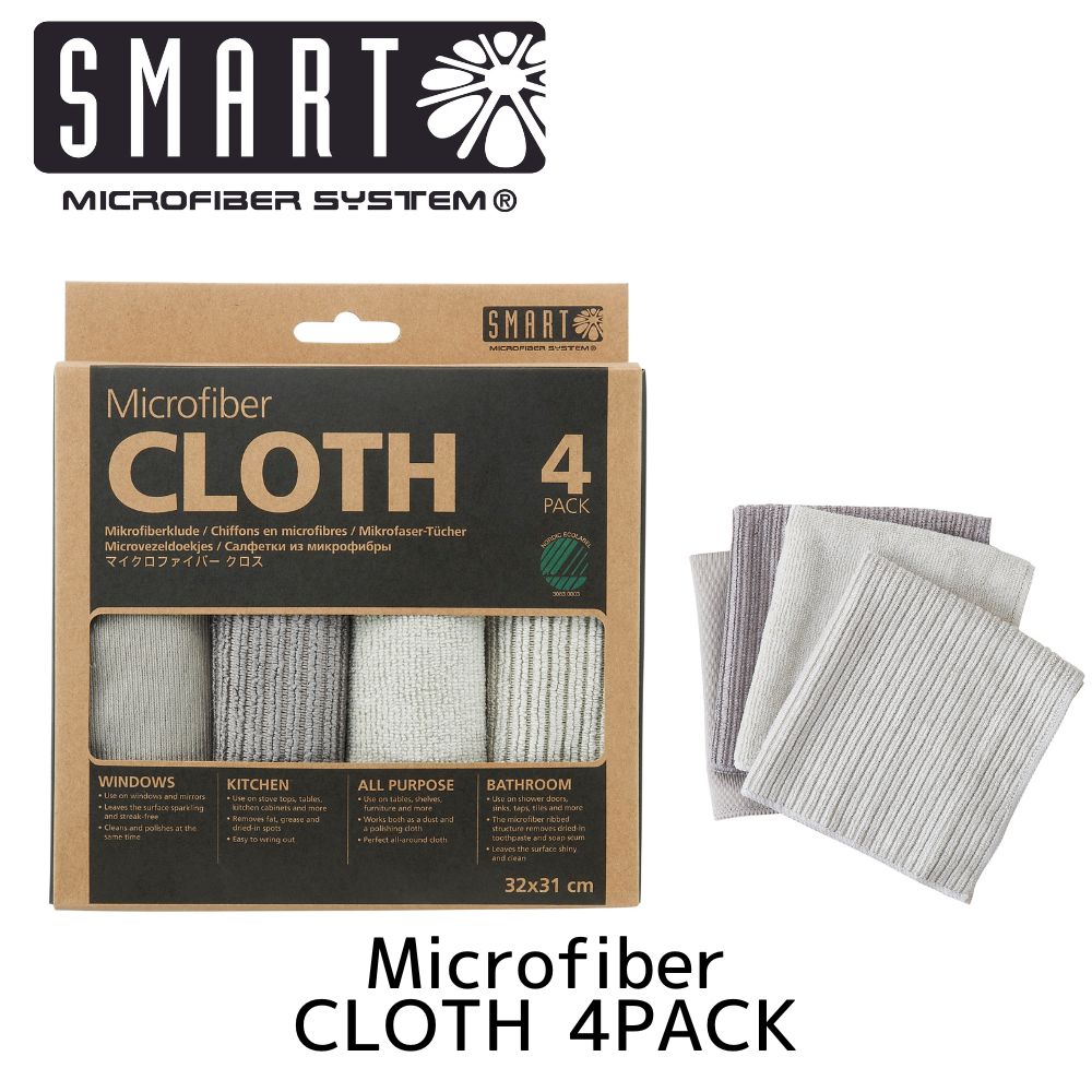 SMART MICRO FIBER CLOTH SET 用途別 4枚セット マイクロファイバークロス 掃除用品 環境配慮 スウェーデン スマート ノルディックス...