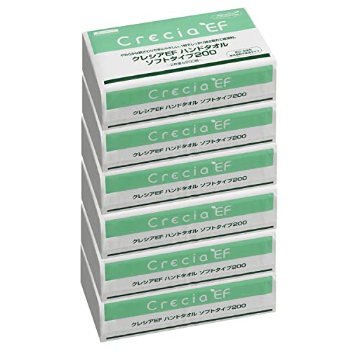 ペーパータオル 200組(400枚) 6パック ソフトタイプ 2枚重ね EFハンドタオル 日本製紙クレシア