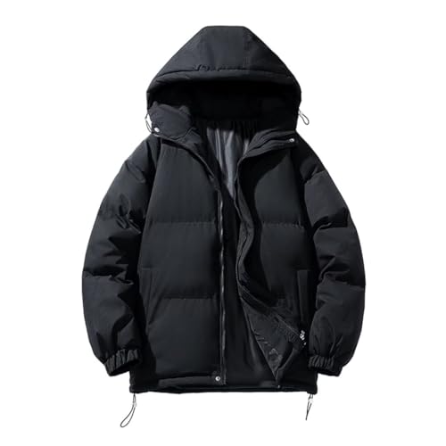 ダウンジャケット メンズ 大きいサイズ 中綿入り 防寒着 防風 冬服 8色 厚手 フート付き ブラック アウトドア 日常 カジュアル ゆったり おしゃれ かっこいい(3XL ブラック)