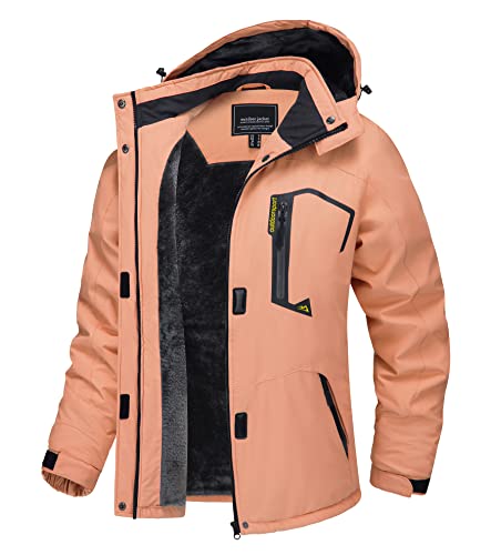 防寒ジャケット レディース 防水 ジャンパー スキーウェア 登山服 大きい サイズ 作業着 裏ボア ジャケット スノーボードウェア 防寒着 釣り ウェア バイクウェア 撥水 暖かい 冬 アプリコット 2XL