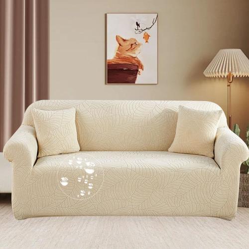 ソファーカバー 3人掛け 肘付き 葉紋様 クッションカバー2枚付 撥水加工 ソファ保護カバー 北欧 ソファーベッド ソファーパッド 洗える ソファーマット ソファシート