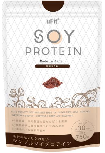 日本国内製造uFit Soy Protein ソイプロテイン 黒糖きな粉 1.5kg 大容量 甘さ控えめ 溶けやすい 植物由..